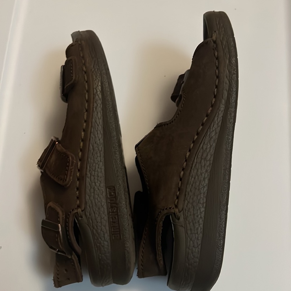 Mens Birkenstock Shoes Birkenstock Tatami Nebraska Sandals Chunky Brown Leather - Picture 4 of 5